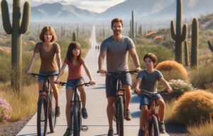 Family biking in Tucson